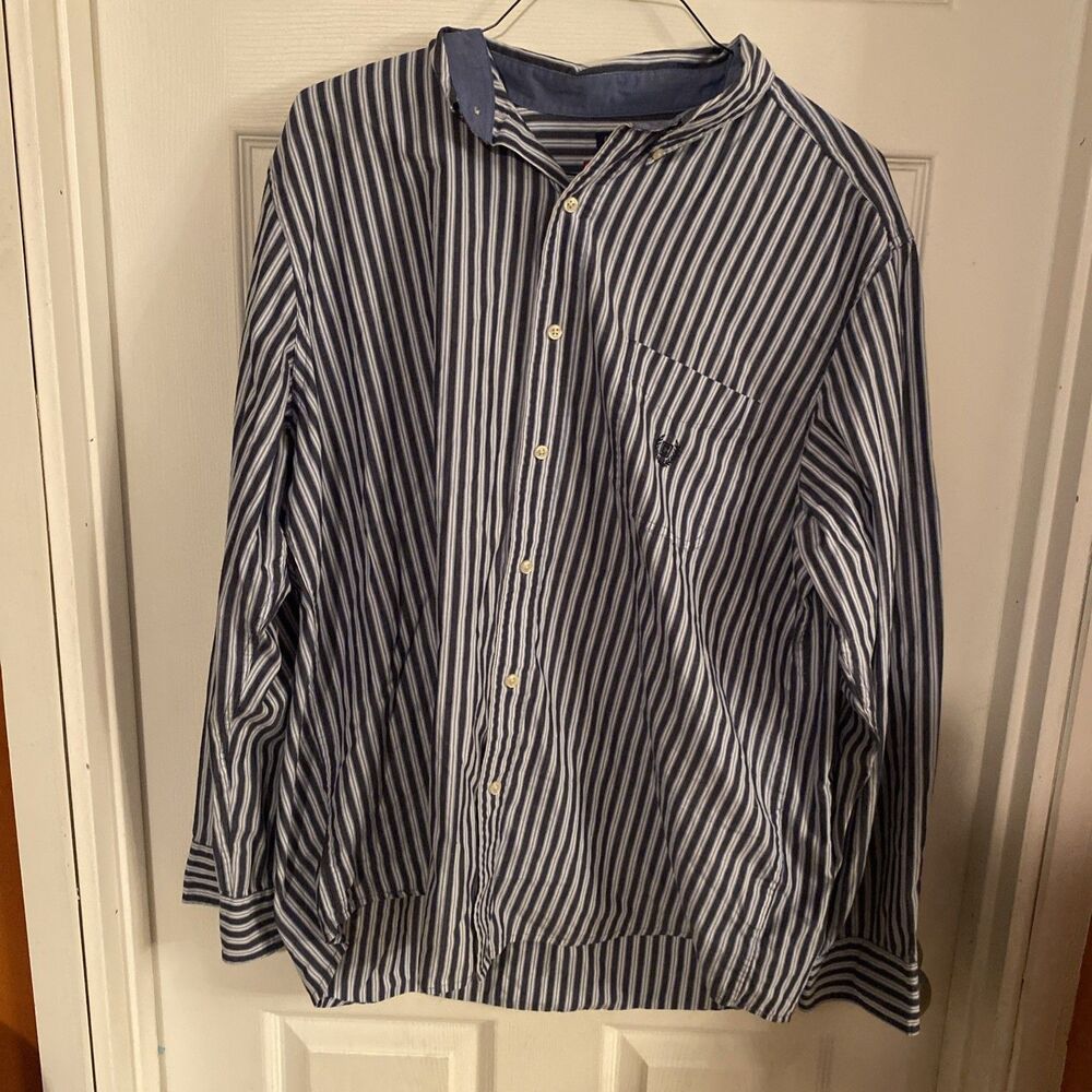 Chaps Button Down Shirt Men’s Size XL Long Sleeve Striped Easy Care